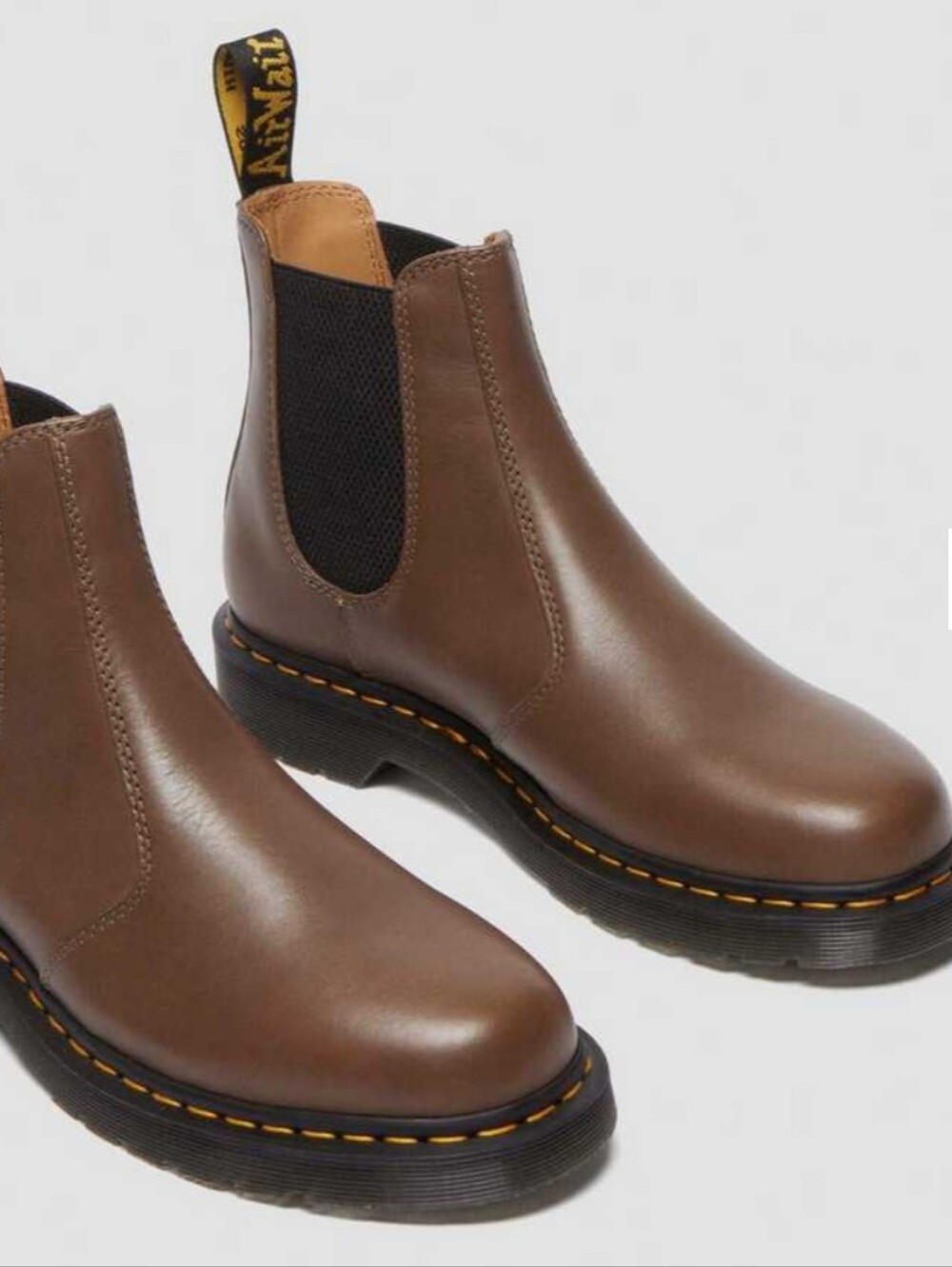 Dr. Martens Original 2976 Brown Leather Chelsea Boots with Yellow Stitching